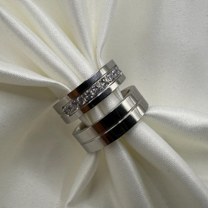 Stainless Steel Ring Silver Couple Design | “Lumare - CouplesPicks
