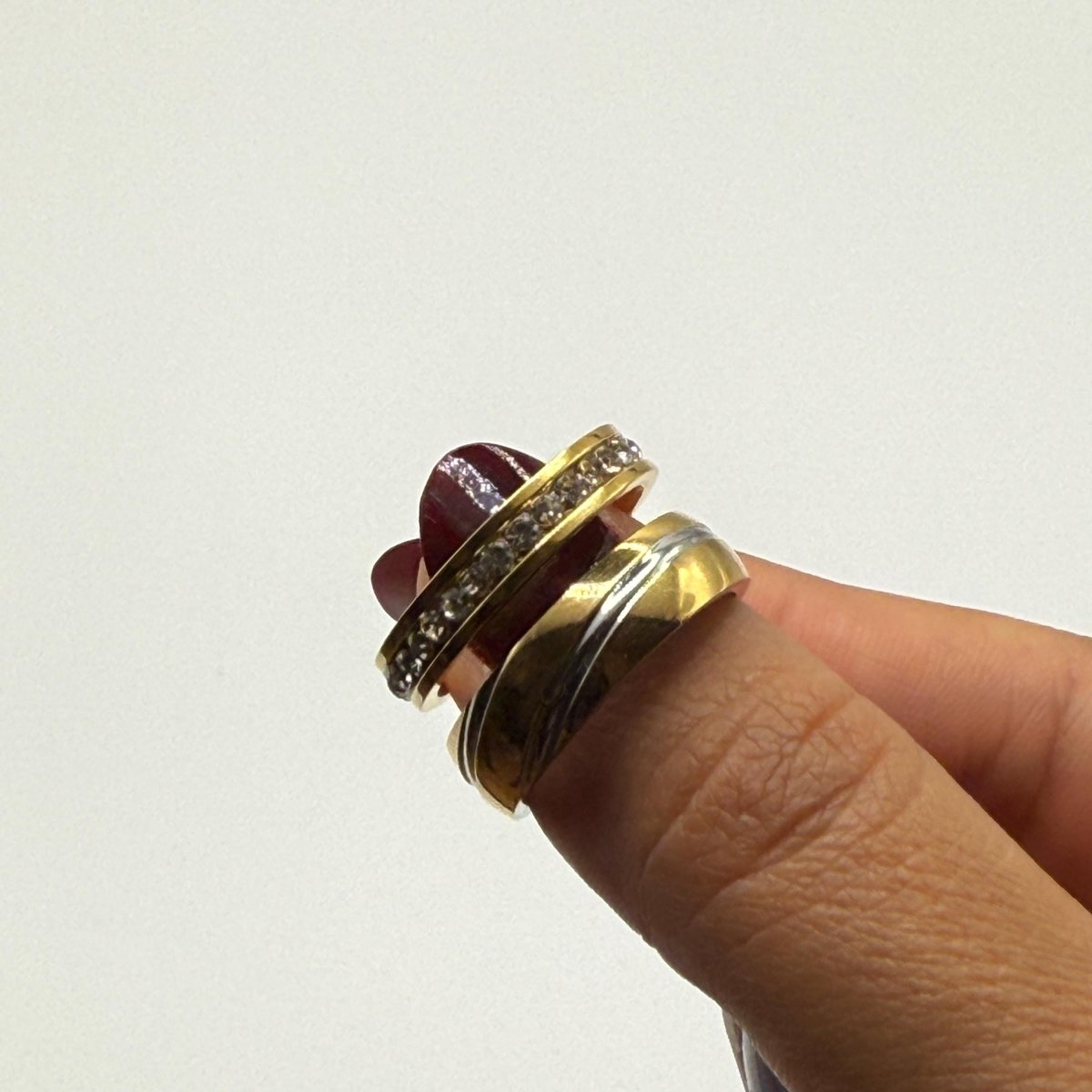 Stainless Steel Ring Silver & Gold Balance Design | “Eclipse - CouplesPicks