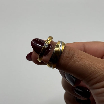 Stainless Steel Ring Silver & Gold Contrast Design | “Vaelith - CouplesPicks