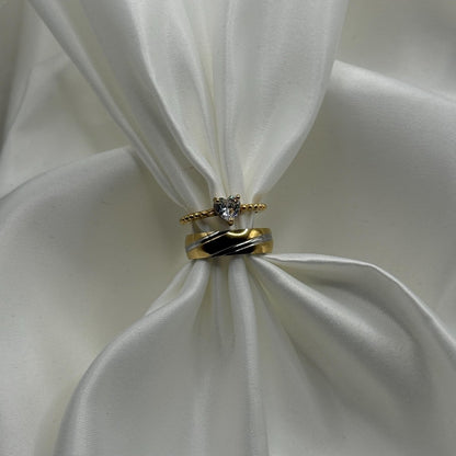 Stainless Steel Ring Silver & Gold Dual - Tone Design | “Auravale - CouplesPicks