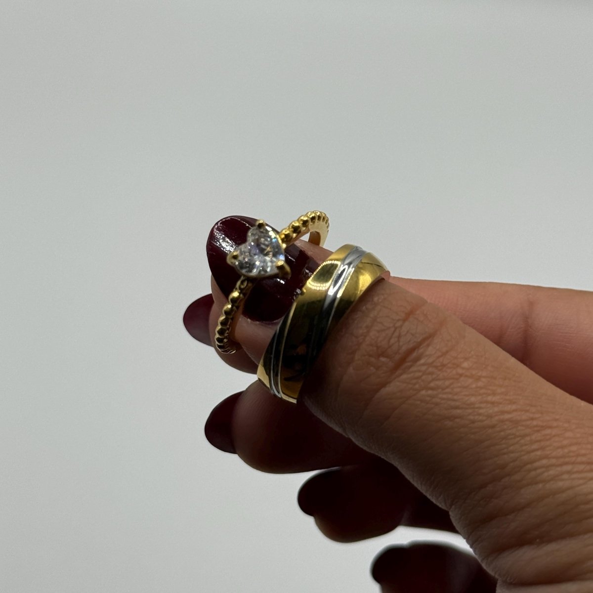 Stainless Steel Ring Silver & Gold Dual - Tone Design | “Auravale - CouplesPicks
