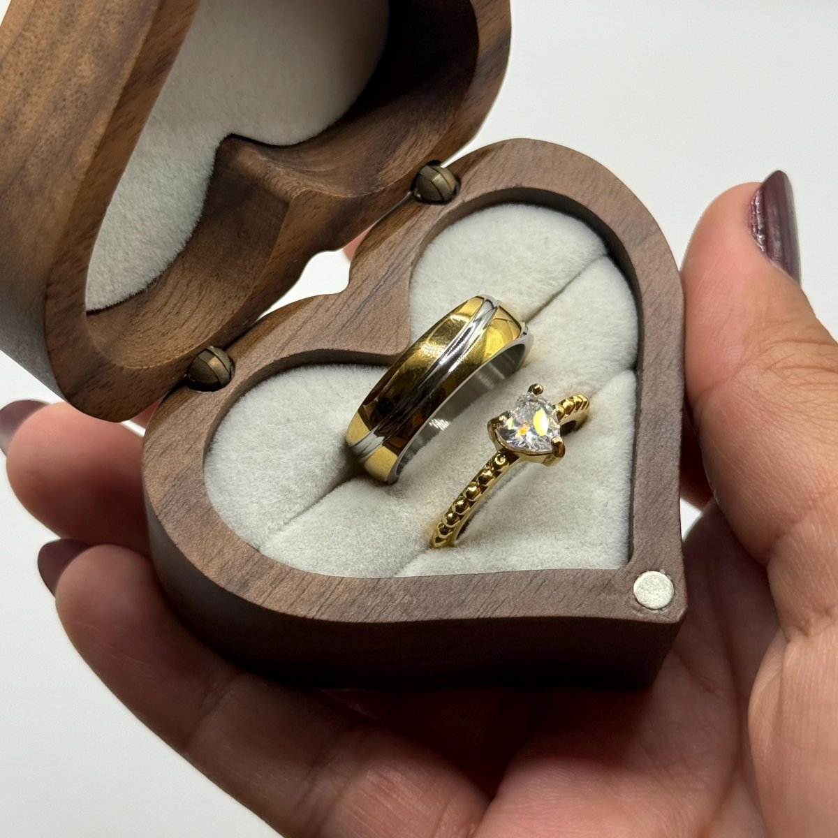 Stainless Steel Ring Silver & Gold Dual - Tone Design | “Auravale - CouplesPicks
