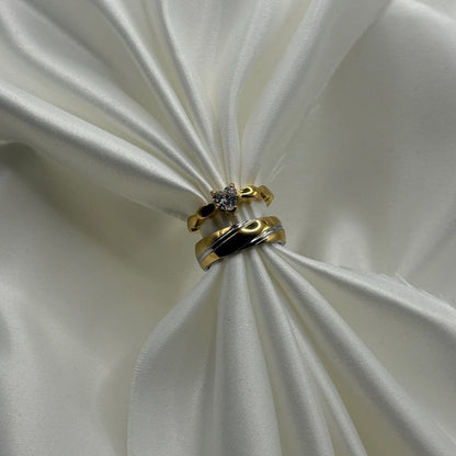 Stainless Steel Ring Silver & Gold Radiance Design | “Solmyra - CouplesPicks