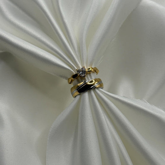 Stainless Steel Ring Silver & Gold Radiance Design | “Solmyra - CouplesPicks