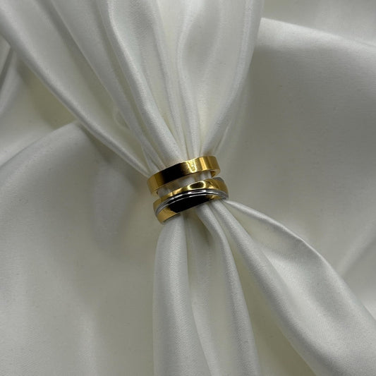 Stainless Steel Ring Silver & Gold Resilience Design | “Aurelith - CouplesPicks