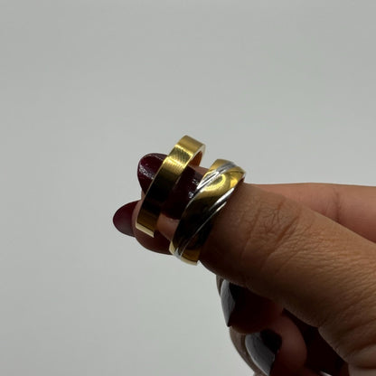 Stainless Steel Ring Silver & Gold Resilience Design | “Aurelith - CouplesPicks
