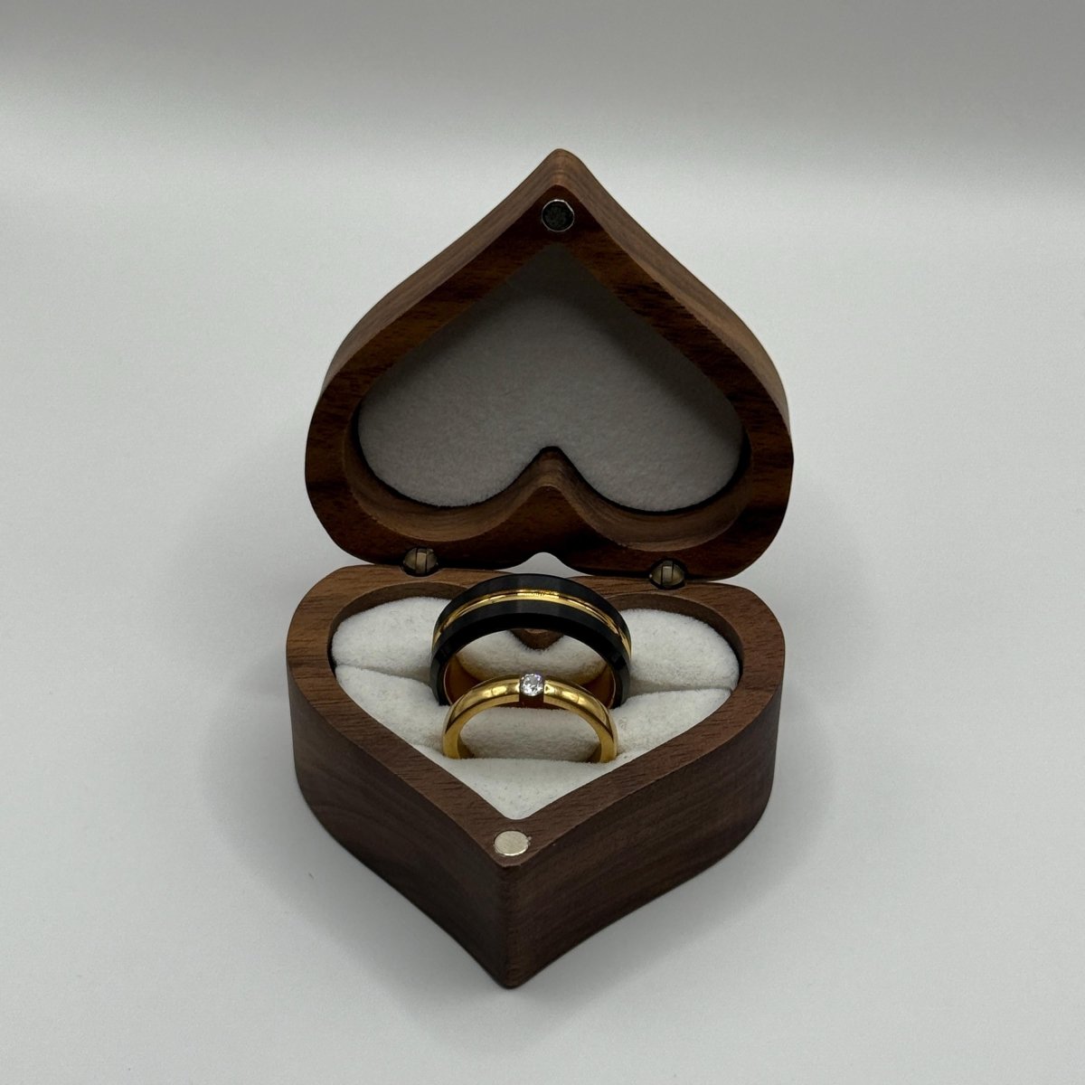 Tungsten and Stainless Steel Ring Gold & Black Matching Couple Design with Zirconia | “Aurenyx - CouplesPicks