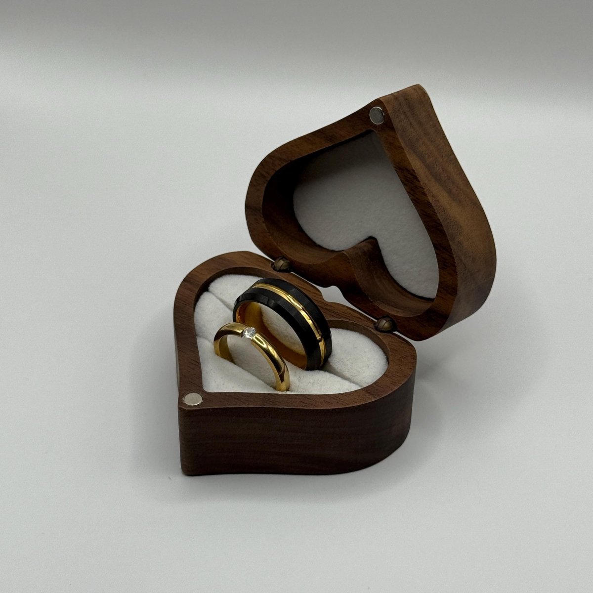 Tungsten and Stainless Steel Ring Gold & Black Matching Couple Design with Zirconia | “Aurenyx - CouplesPicks