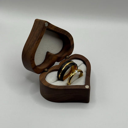 Tungsten and Stainless Steel Ring Gold & Black Matching Couple Design with Zirconia | “Aurenyx - CouplesPicks