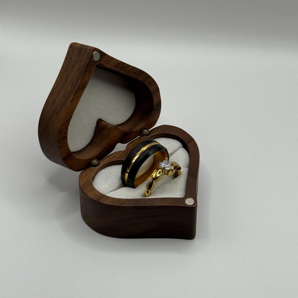 Tungsten and Stainless Steel Ring Gold & Black Matching Couple Design with Zirconia | “Marivelle - CouplesPicks