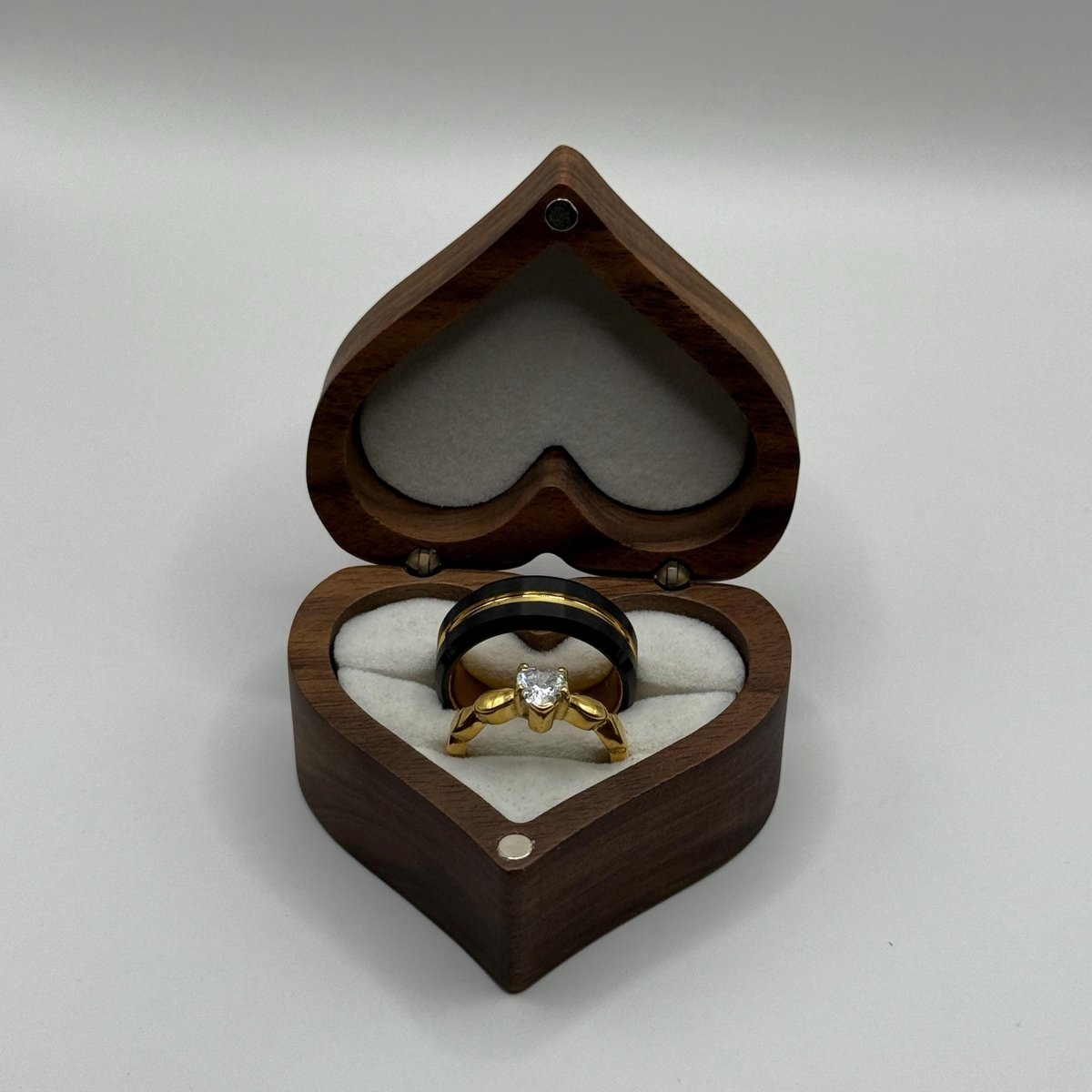 Tungsten and Stainless Steel Ring Gold & Black Matching Couple Design with Zirconia | “Marivelle - CouplesPicks