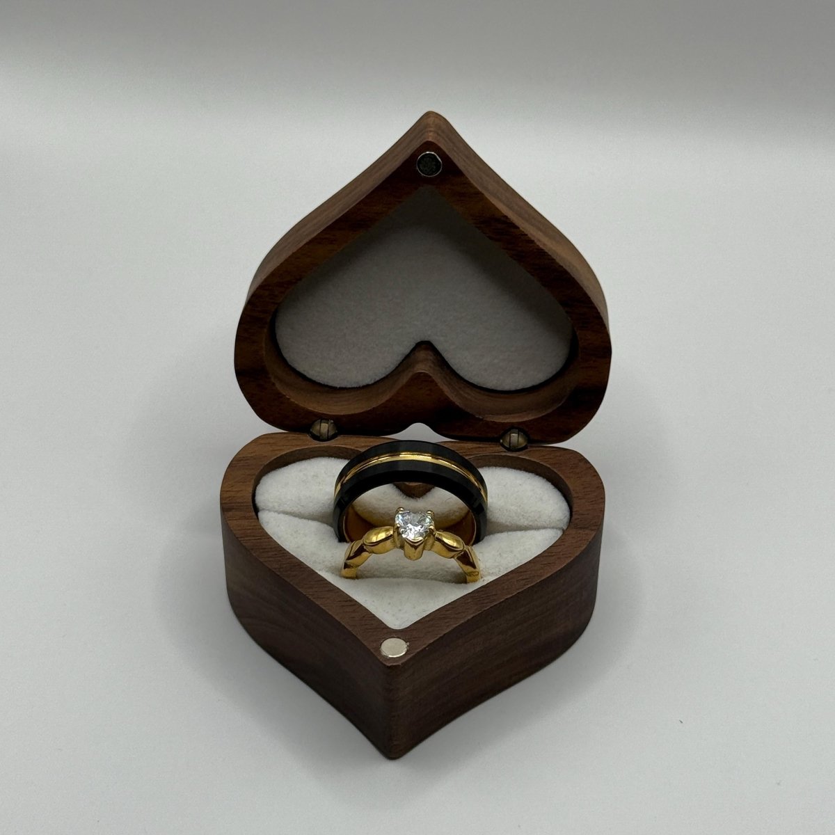 Tungsten and Stainless Steel Ring Gold & Black Matching Couple Design with Zirconia | “Marivelle - CouplesPicks