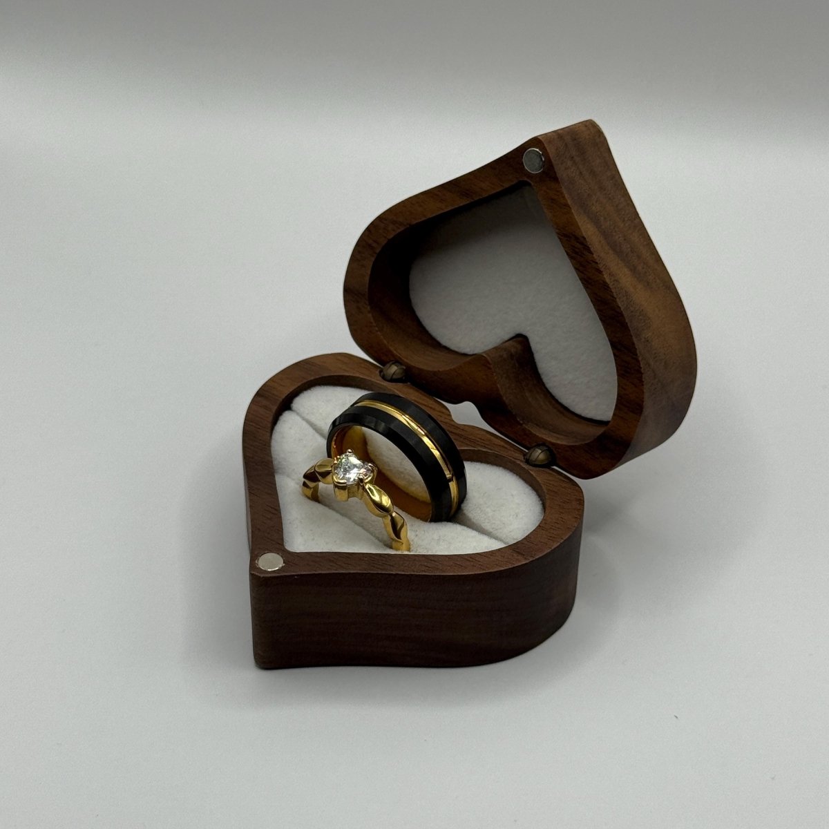 Tungsten and Stainless Steel Ring Gold & Black Matching Couple Design with Zirconia | “Marivelle - CouplesPicks
