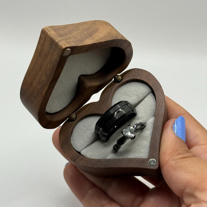 Tungsten Carbide Ring Black Harmony Design | “Velrynn - CouplesPicks