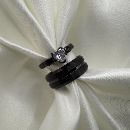 Tungsten Carbide Ring – Black Harmony Design | “Velrynn” - CouplesPicks