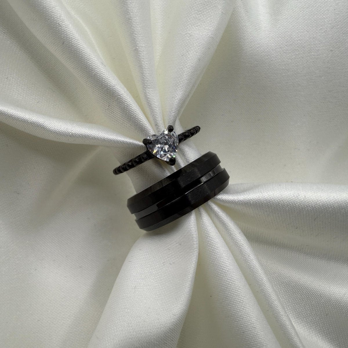 Tungsten Carbide Ring Black Midnight Design | “Noctyra - CouplesPicks