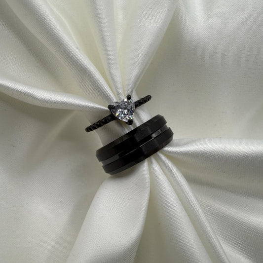 Tungsten Carbide Ring Black Midnight Design | “Noctyra - CouplesPicks