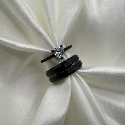 Tungsten Carbide Ring – Black Midnight Design | “Noctyra” - CouplesPicks