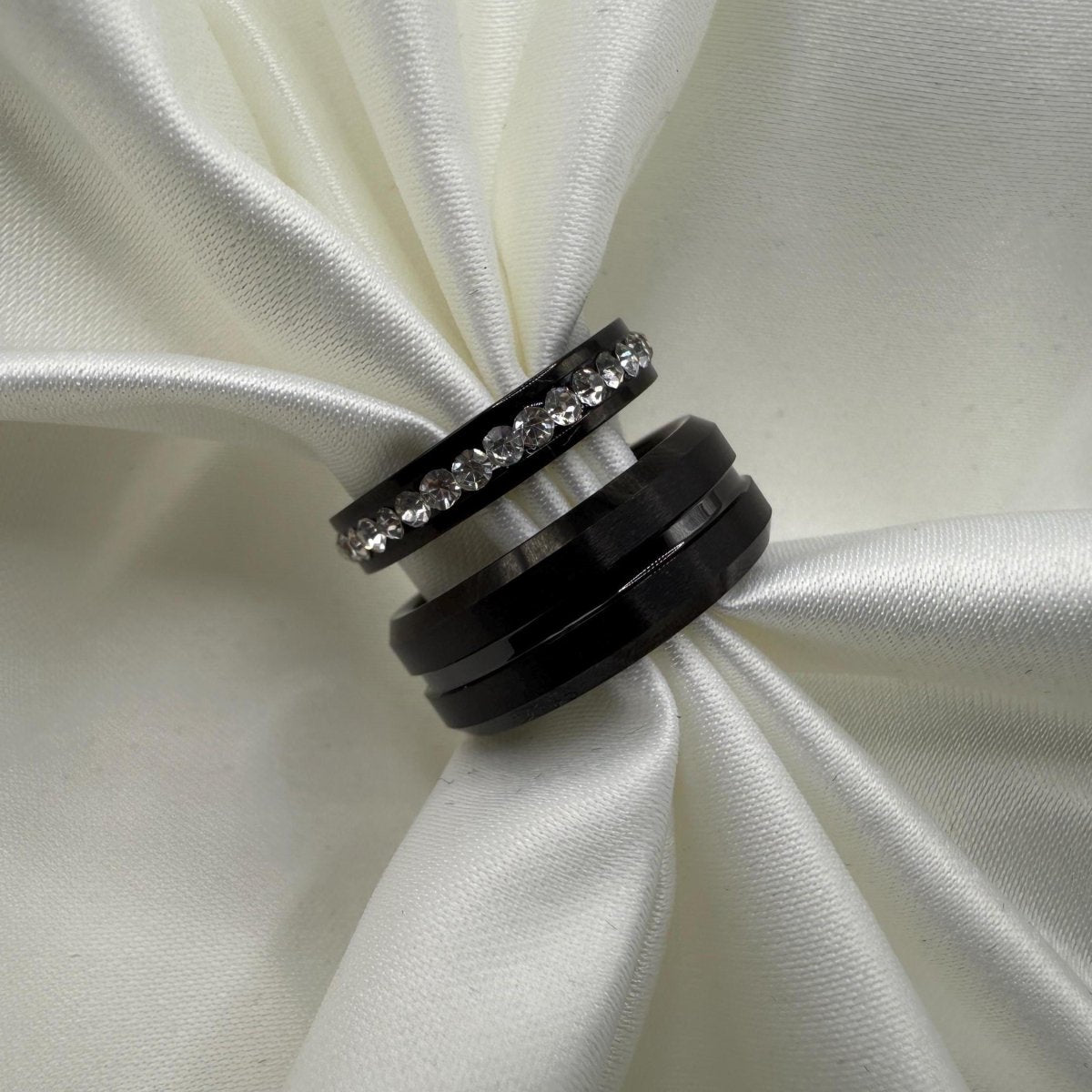 Tungsten Carbide Ring Black Radiant Design | “Cindrelle - CouplesPicks