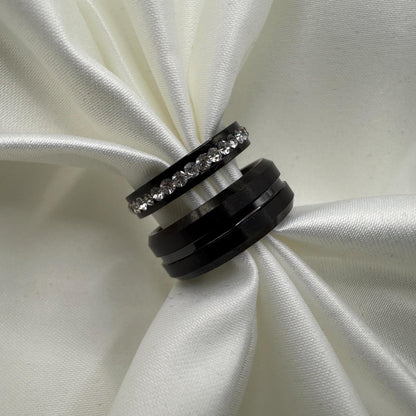 Tungsten Carbide Ring Black Radiant Design | “Cindrelle - CouplesPicks