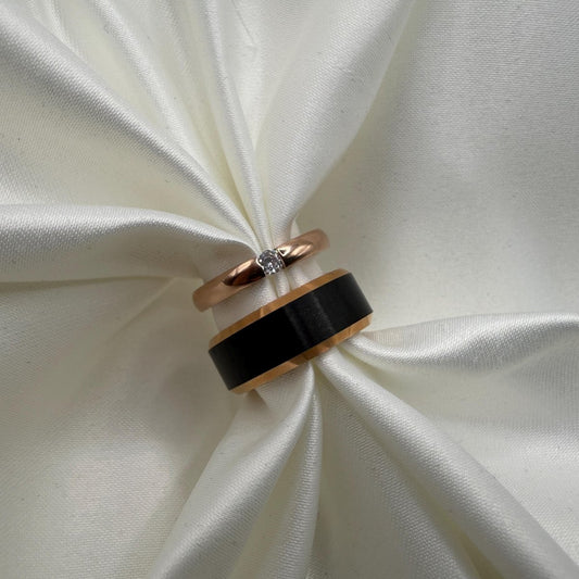 Tungsten Carbide Ring Rose Gold & Black Couple Design | “Eclipsera - CouplesPicks