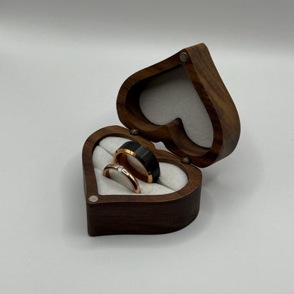 Tungsten Carbide Ring Rose Gold & Black Couple Design | “Eclipsera - CouplesPicks
