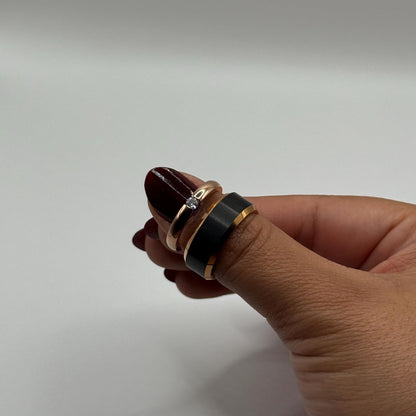 Tungsten Carbide Ring Rose Gold & Black Couple Design | “Eclipsera - CouplesPicks