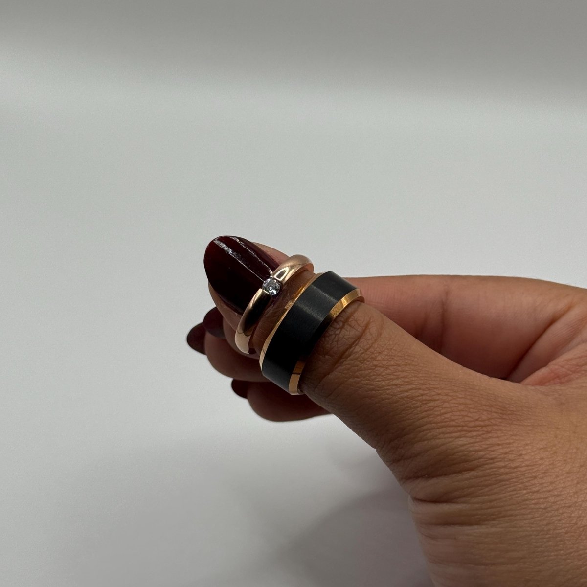 Tungsten Carbide Ring Rose Gold & Black Couple Design | “Eclipsera - CouplesPicks