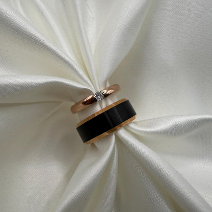 Tungsten Carbide Ring Rose Gold & Black Couple Design | “Eclipsera - CouplesPicks