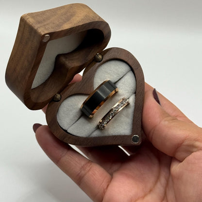Tungsten Carbide Ring Rose Gold & Black Couple Design | “Noctare - CouplesPicks