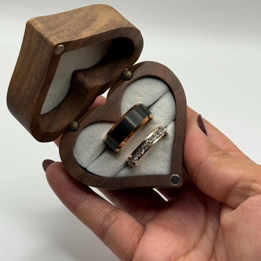 Tungsten Carbide Ring Rose Gold & Black Couple Design | “Noctare - CouplesPicks
