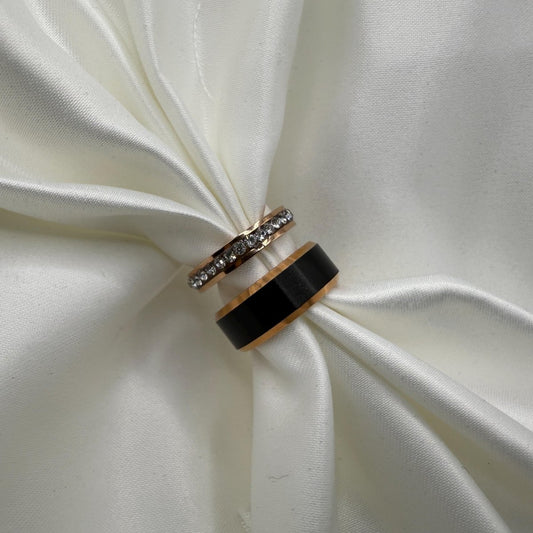 Tungsten Carbide Ring Rose Gold & Black Couple Design | “Noctare - CouplesPicks