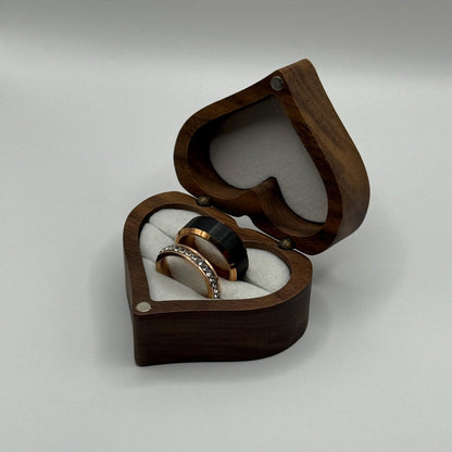Tungsten Carbide Ring Rose Gold & Black Couple Design | “Noctare - CouplesPicks