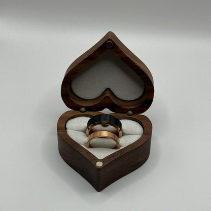 Tungsten Carbide Ring Rose Gold & Black Couple Design | “Obsidara - CouplesPicks