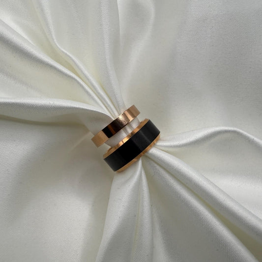 Tungsten Carbide Ring Rose Gold & Black Couple Design | “Obsidara - CouplesPicks