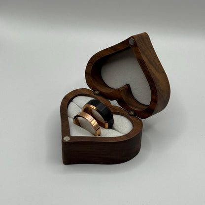 Tungsten Carbide Ring Rose Gold & Black Couple Design | “Obsidara - CouplesPicks