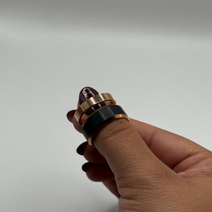 Tungsten Carbide Ring Rose Gold & Black Couple Design | “Obsidara - CouplesPicks