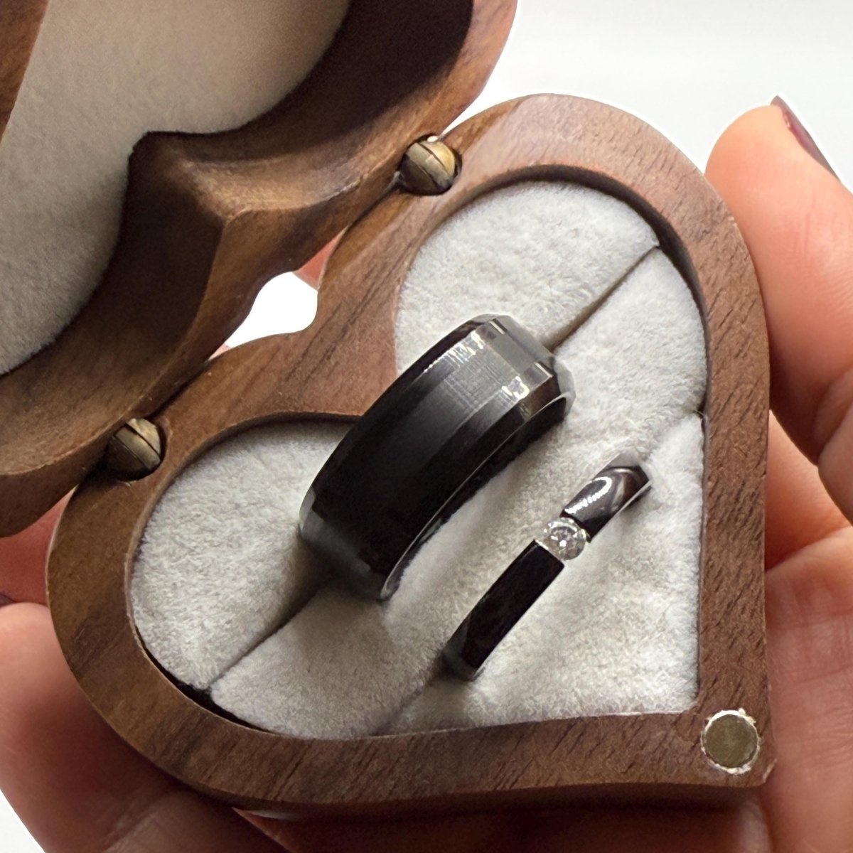 Tungsten & Stainless Steel Ring Black Design | “Duskara - CouplesPicks
