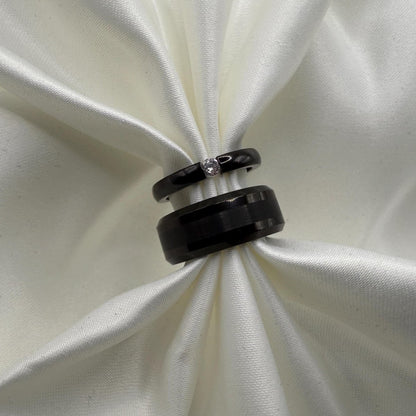 Tungsten & Stainless Steel Ring Black Design | “Duskara - CouplesPicks