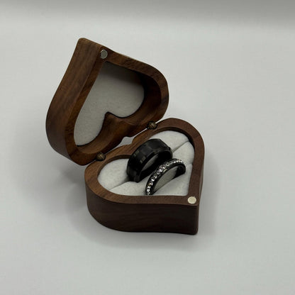 Tungsten & Stainless Steel Ring Black Design | “Ebonelle - CouplesPicks