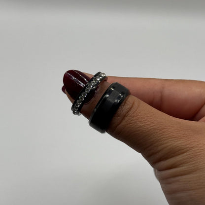 Tungsten & Stainless Steel Ring Black Design | “Ebonelle - CouplesPicks