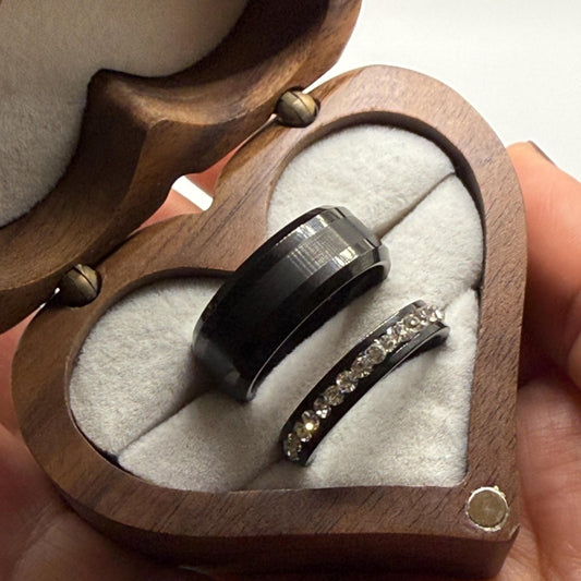 Tungsten & Stainless Steel Ring Black Design | “Ebonelle - CouplesPicks