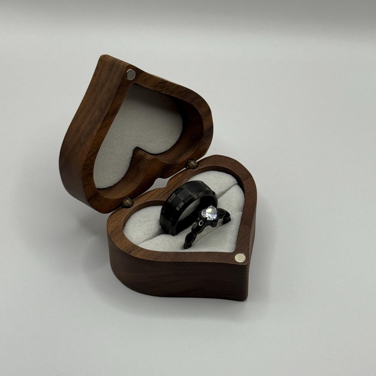 Tungsten & Stainless Steel Ring Black Design | “Nyxara - CouplesPicks