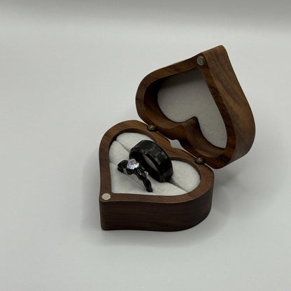Tungsten & Stainless Steel Ring Black Design | “Nyxara - CouplesPicks