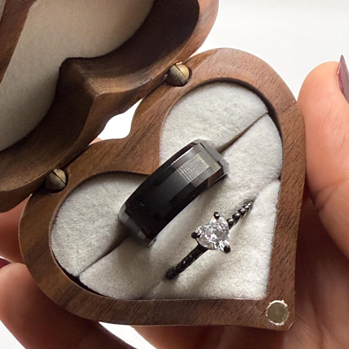 Tungsten & Stainless Steel Ring Black Harmony Design | “Eryndora - CouplesPicks