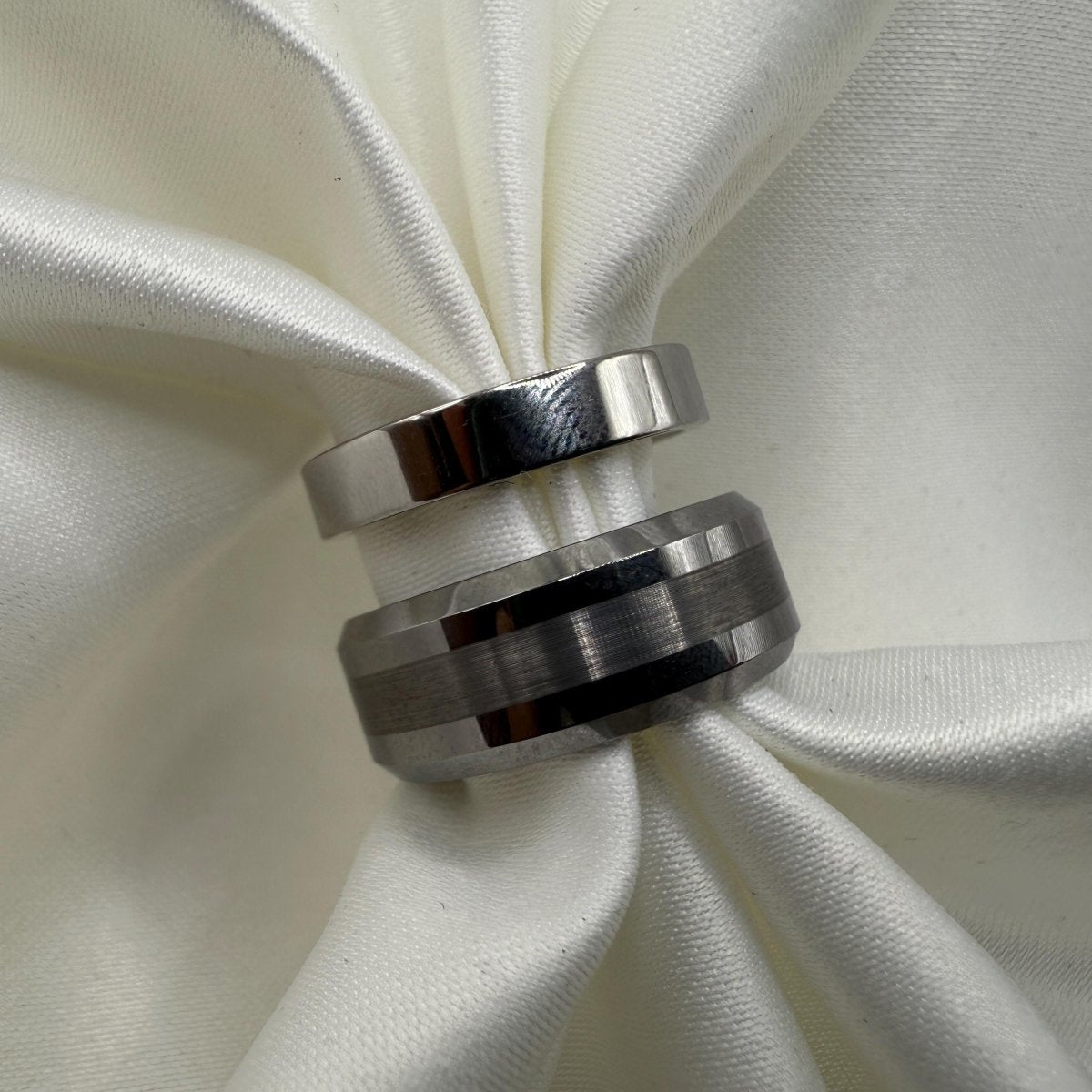 Tungsten & Stainless Steel Ring Matching Couple Design | “Dravien - CouplesPicks