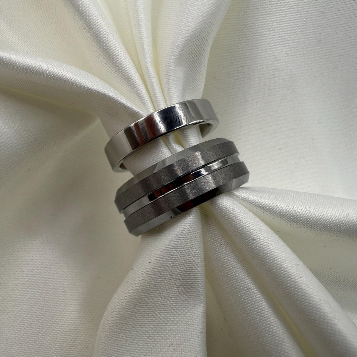 Tungsten & Stainless Steel Ring – Matching Couple Design | “Velaryn” - CouplesPicks