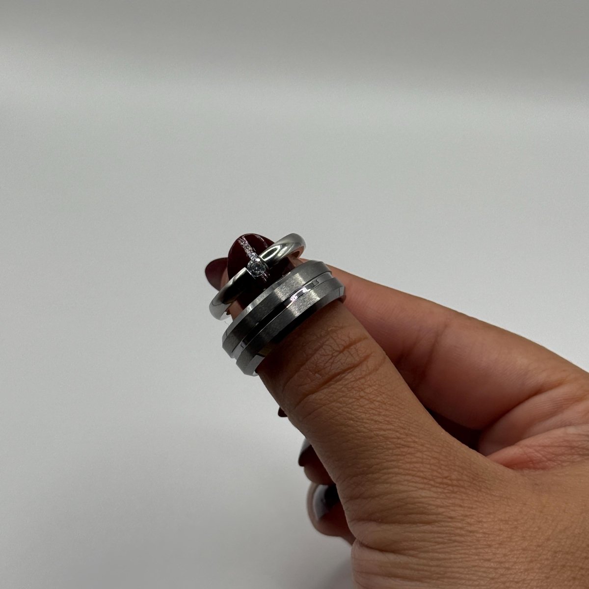 Tungsten & Stainless Steel Ring Silver Couple Design | “Averis - CouplesPicks