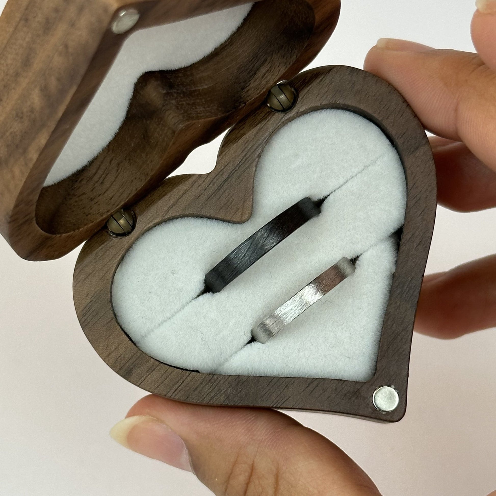 925 Sterling Silver Adjustable Couple Rings with Brushed Silver and Black Design - CouplesPicks