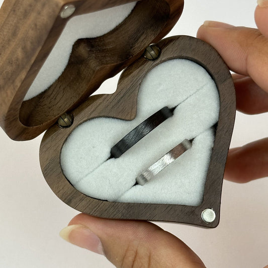 925 Sterling Silver Adjustable Couple Rings with Brushed Silver and Black Design - CouplesPicks